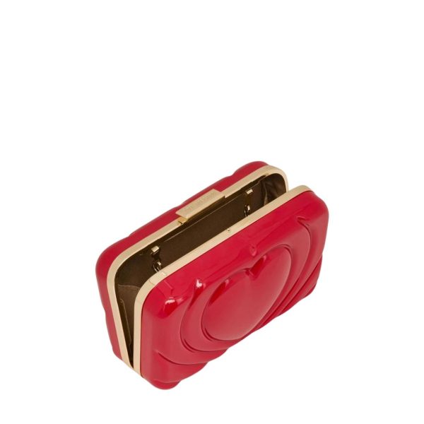 Love Moschino Heart Logo Red Clutch Bag For Discount