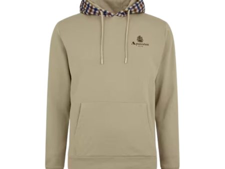 Aquascutum Active Club Check Beige Merino Hoodie Discount