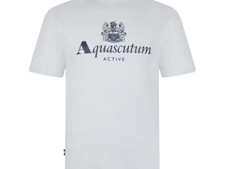 Aquascutum Active Big Logo Grey T-Shirt Hot on Sale