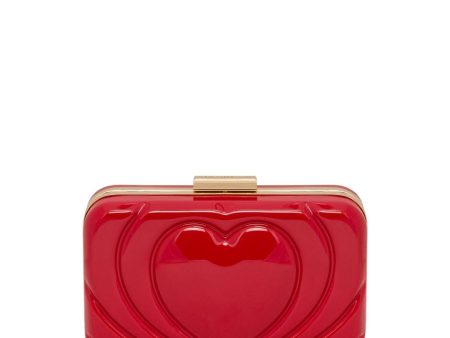 Love Moschino Heart Logo Red Clutch Bag For Discount