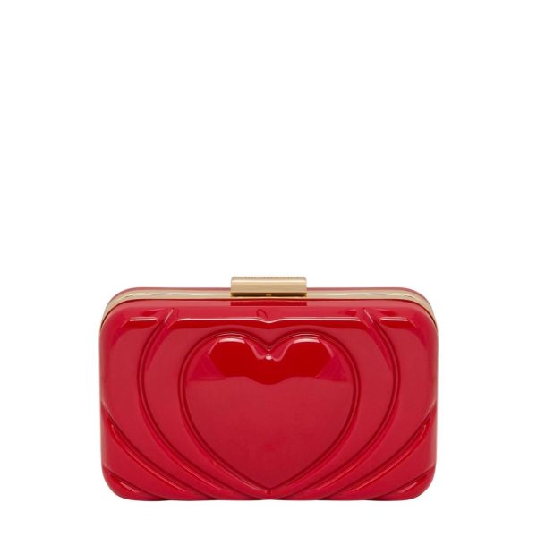 Love Moschino Heart Logo Red Clutch Bag For Discount