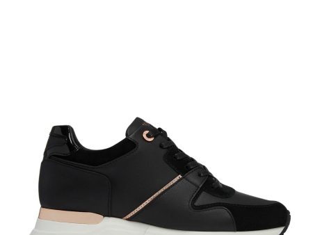 Miss Mallet Almorah Black Rose Gold Trainers Online