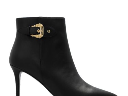 Versace Jeans Couture Baroque Buckle Black Ankle Boots Fashion