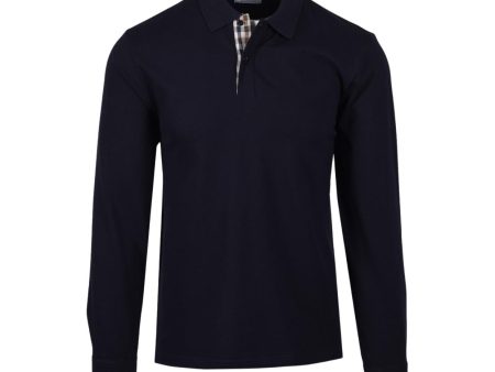 Aquascutum Active Supima Club Check Long Sleeve Polo Shirt Discount