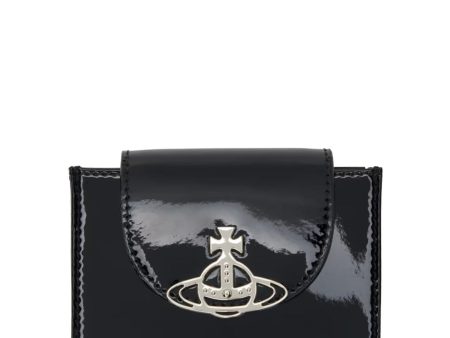 Vivienne Westwood Black Patent Flap Card Holder For Sale