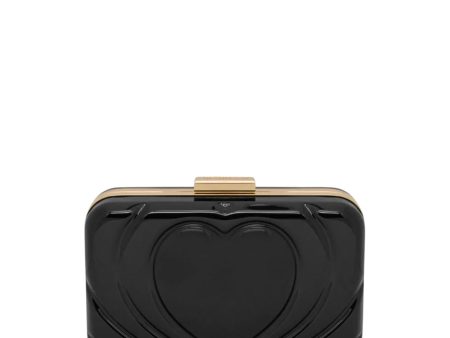 Love Moschino Heart Logo Black Clutch Bag Online Hot Sale