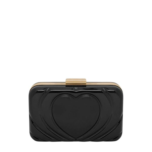 Love Moschino Heart Logo Black Clutch Bag Online Hot Sale