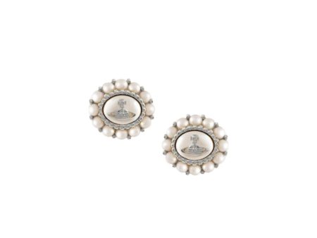 Vivienne Westwood Amaya Small Platinum Creamrose Pearl Earrings For Discount