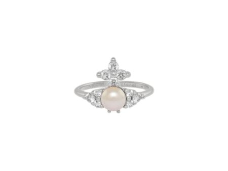 Vivienne Westwood Feodora Platinum White Creamrose Pearl Ring Fashion