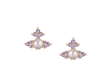 Vivienne Westwood Feodora Gold Light Purple Earrings on Sale