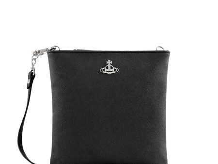 Vivienne Westwood Saffiano Plain Black New Square Shape Crossbody Bag Online now