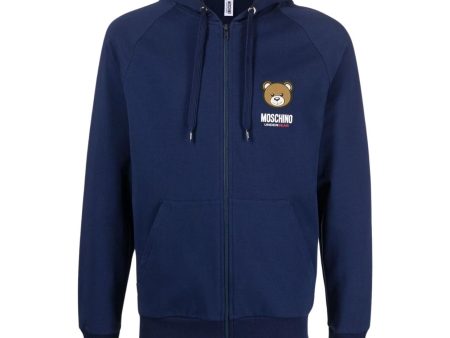 Moschino Underwear Teddy Bear Logo Navy Zip Hoodie Online now