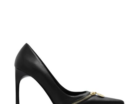 Versace Jeans Couture Sadie Zip Detail Black Pump Heel Hot on Sale