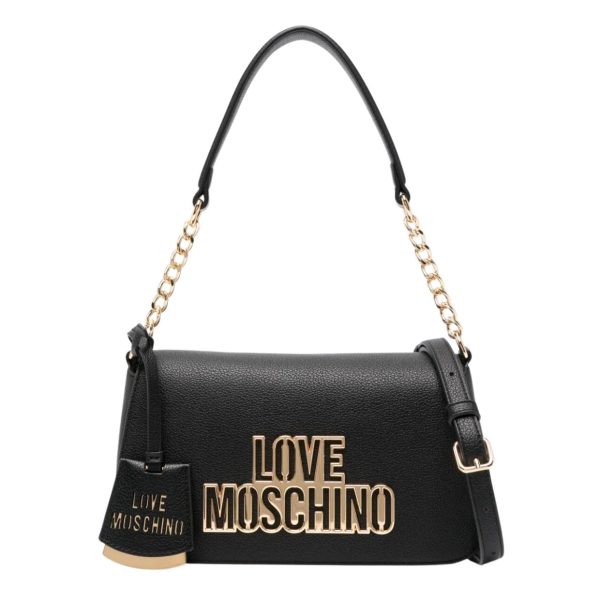 Love Moschino Gold-Tone Logo Black Shoulder Bag Cheap