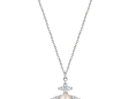 Vivienne Westwood Feodora Platinum White Creamrose Pearl Pendent For Sale