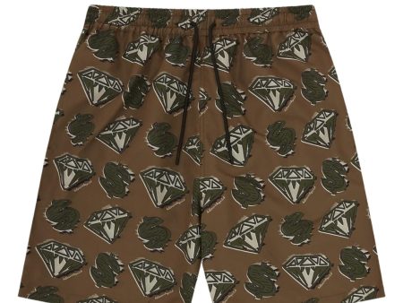 Billionaire Boys Club Diamond & Dollars Khaki Swim Shorts For Sale