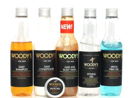 WODDYS for Men Daily Shampoo and Conditioner Body Wash, Styling & Mega Firm Gel Online now